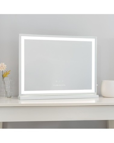 Miroir de maquillage avec bande led métal 58x43x12cm blanc