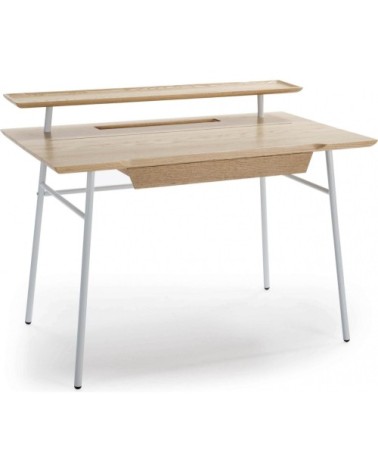 Bureau tradition en bois 1 tiroir blanc et bois clair