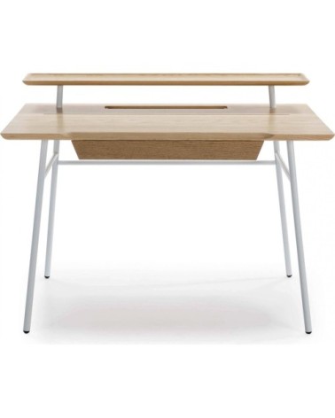 Bureau tradition en bois 1 tiroir blanc et bois clair