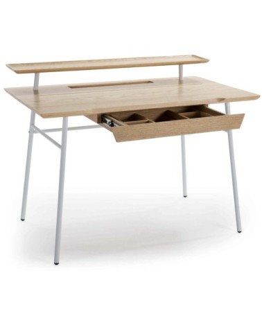 Bureau tradition en bois 1 tiroir blanc et bois clair