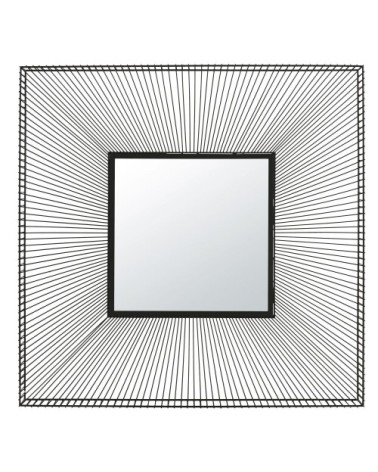Miroir carré filaire en métal noir 101x101