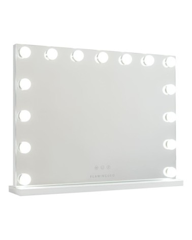 Miroir de maquillage 15 led métal 58x43x12cm blanc