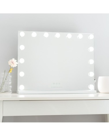 Miroir de maquillage 15 led métal 58x43x12cm blanc