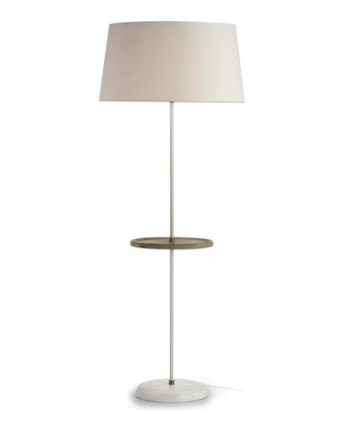 Lampadaire blanc avec tablette en bois