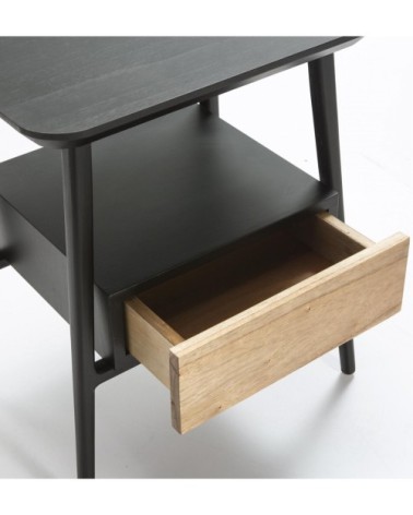 Table de chevet 1 tiroir couleur noir et bois clair