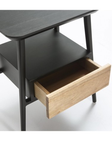 Table de chevet 1 tiroir couleur noir et bois clair