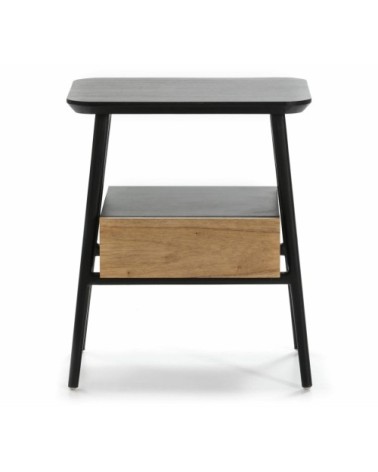 Table de chevet 1 tiroir couleur noir et bois clair