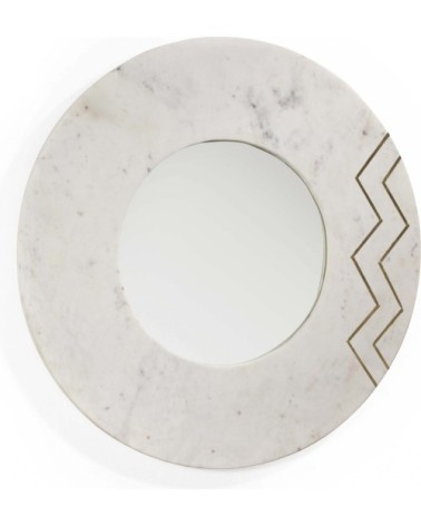 Miroir rond en marbre blanc d69