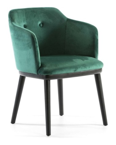 Fauteuil design rembourré couleur assise vert pieds noir