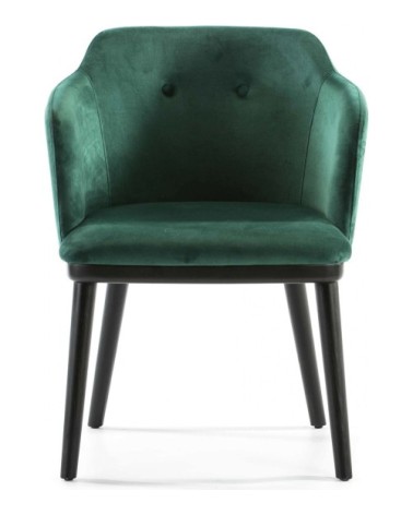 Fauteuil design rembourré couleur assise vert pieds noir