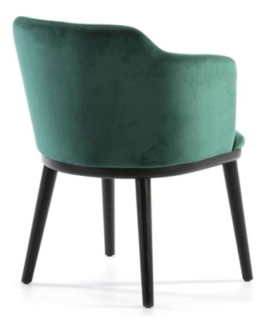 Fauteuil design rembourré couleur assise vert pieds noir