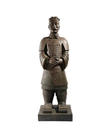 Statue Guerrier de Xian en fibre d'argile marron H 124 cm