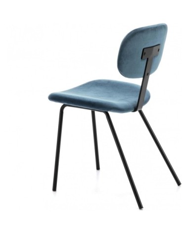 Chaise design rembourrée couleur bleu pétrole pieds noir