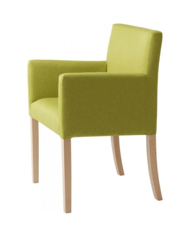 Fauteuil en bois massuf rembourré en tissu couleur vert