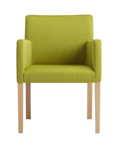 Fauteuil en bois massuf rembourré en tissu couleur vert