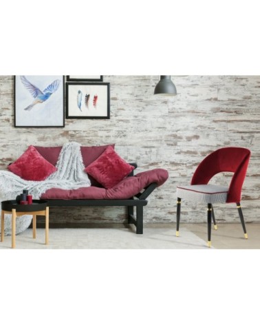 Fauteuil vintage rembourré tissu velours rouge (lot de 2)