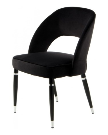 Fauteuil vintage rembourré tissu velours noir (lot de 2)