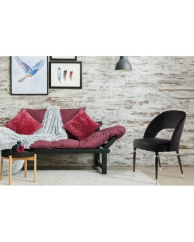 Fauteuil vintage rembourré tissu velours noir (lot de 2)