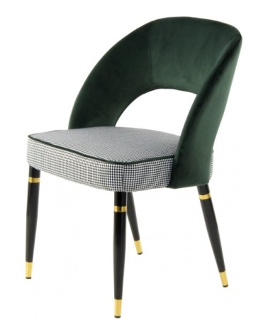 Fauteuil vintage rembourré tissu velours vert (lot de 2)