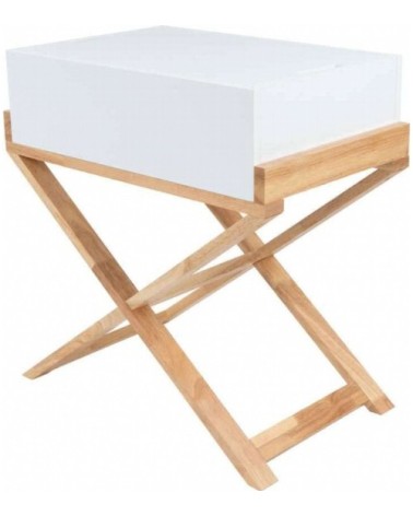 Table de chevet 1 niche couleur blanc et bois clair