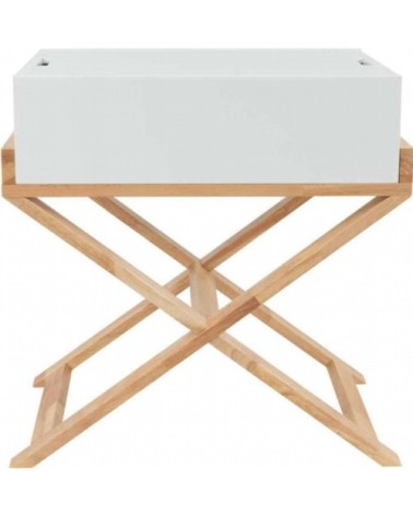 Table de chevet 1 niche couleur blanc et bois clair