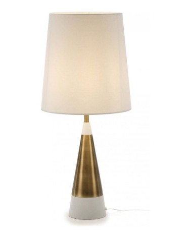 Lampe de table en marbre blanc et métal doré 13x13x45