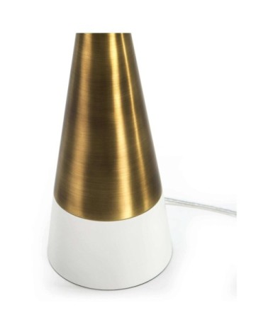 Lampe de table en marbre blanc et métal doré 13x13x45