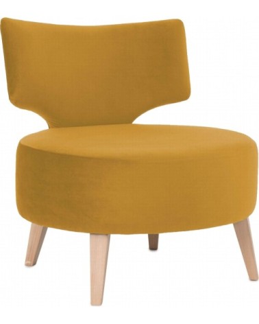 Fauteuil cosy rembourré tissu couleur jaune orangé