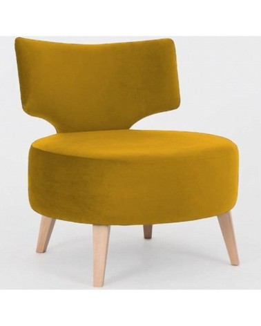 Fauteuil cosy rembourré tissu couleur jaune orangé