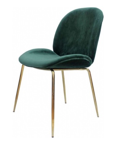 Chaise rembourrée assise vert bouteille pieds doré (x2)