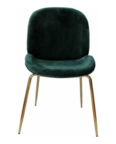 Chaise rembourrée assise vert bouteille pieds doré (x2)