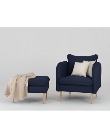 Fauteuil rembourré mousse haute résilience tissu bleu