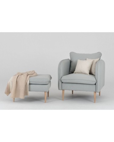 Fauteuil rembourré mousse haute résilience tissu gris clair