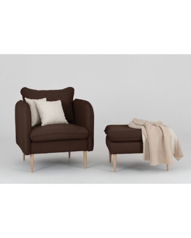 Fauteuil rembourré mousse haute résilience tissu marron