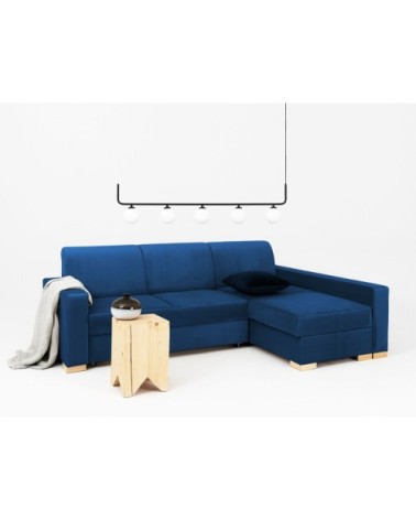 Canapé-lit dangle droit 3 places bleu  h40cm