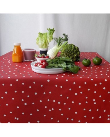 Nappe en coton enduit rouge rectangle 160 x 200 cm