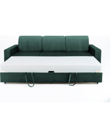 Canapé convertible 3 places tissu vert avocat h40cm