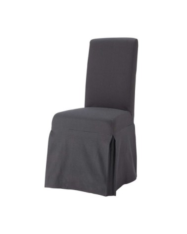 Housse longue de chaise en coton anthracite, compatible chaise MARGAUX