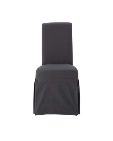 Housse longue de chaise en coton anthracite, compatible chaise MARGAUX
