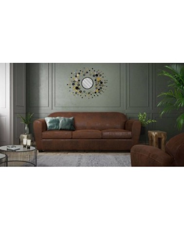 Canapé microfibre aspect cuir vieilli 2 places