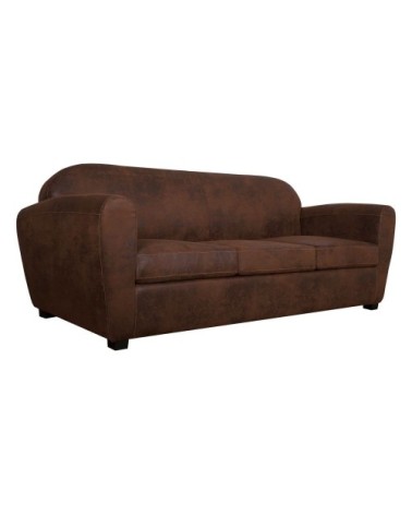 Canapé microfibre aspect cuir vieilli 4 places