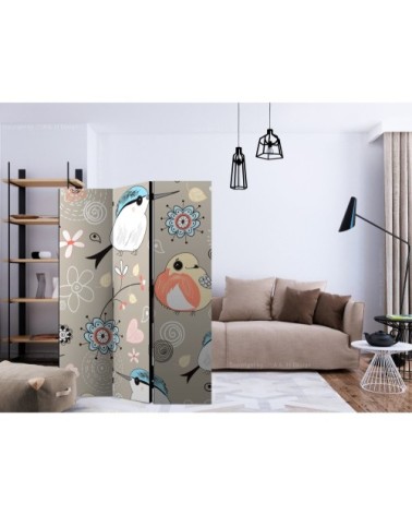 Paravent enfant pattern with birds multicolore 135x172