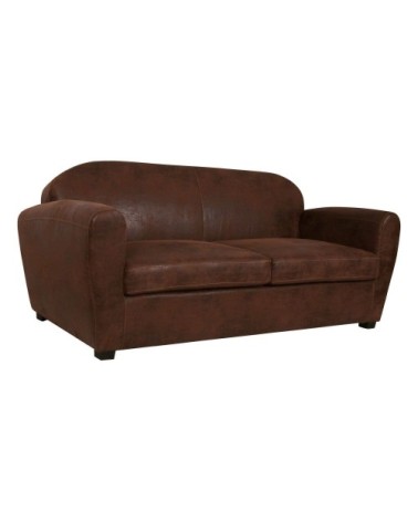 Canapé microfibre aspect cuir vieilli 3 places