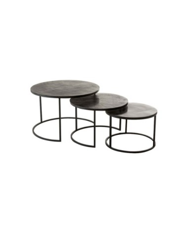 Lot de 3 tables gigognes rondes en métal