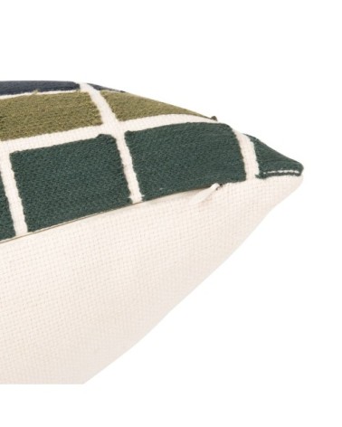 Housse de coussin en coton à carreaux vert et bleu, 40x40