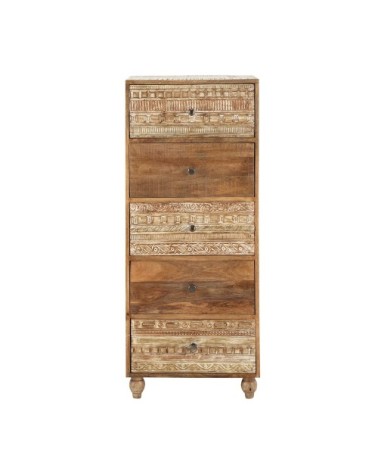 Semainier en manguier massif sculpté