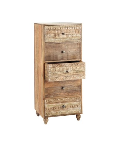 Semainier en manguier massif sculpté