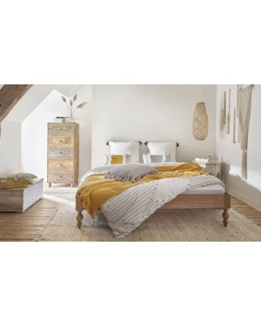 Semainier en manguier massif sculpté