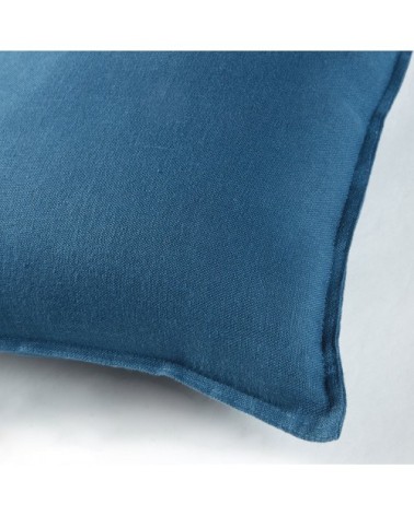 Coussin en lin lavé bleu paon 45x45, OEKO-TEX®