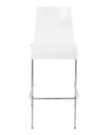 Tabouret de bar empilable blanc et métal chromé h103cm